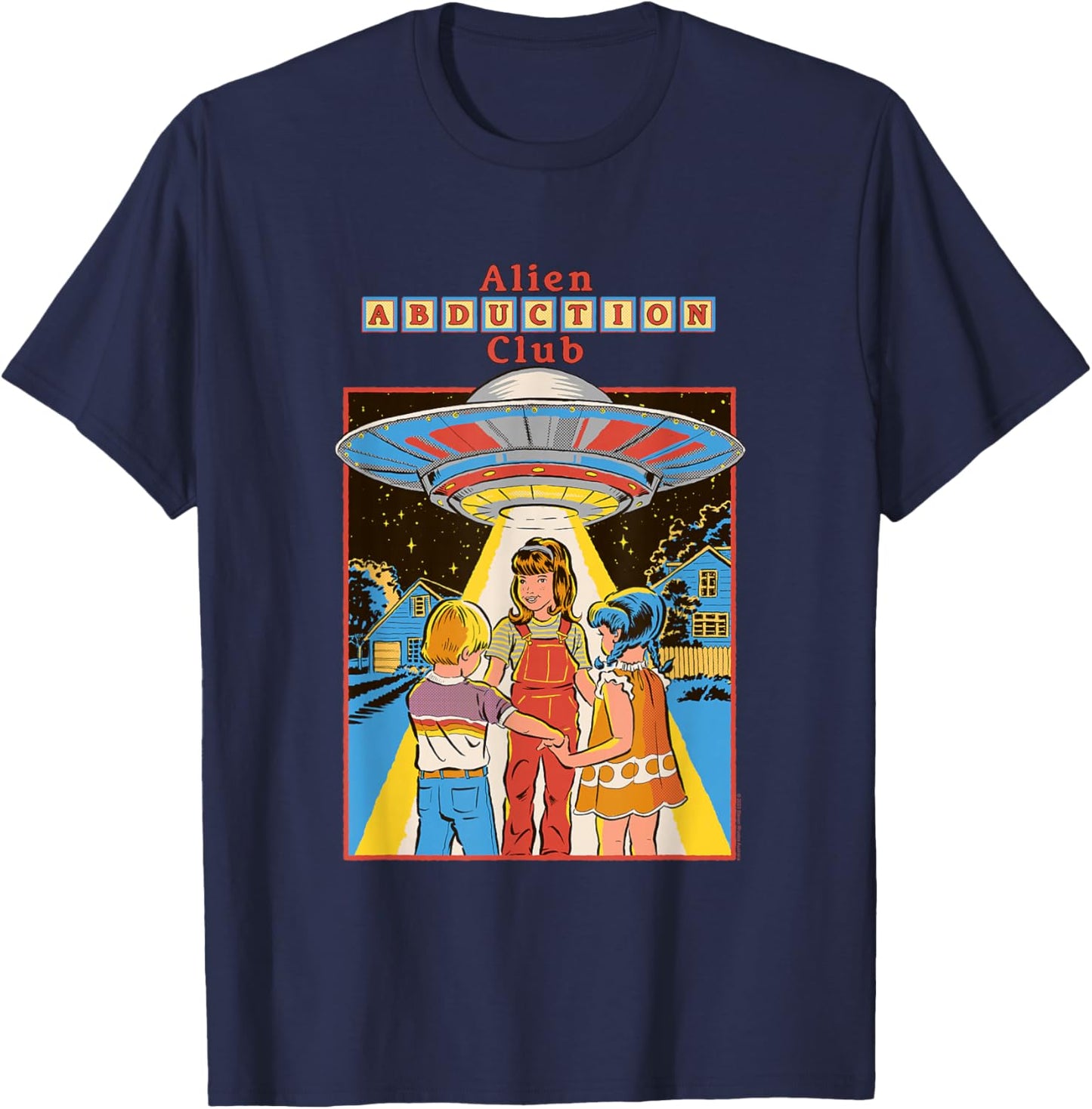 Steven Rhodes Alien Abduction Club UFO Retro Dark Humor T-Shirt - T-Shirt | Navy