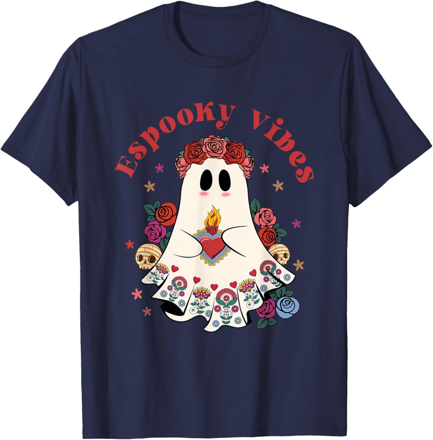 Espooky Vibes Maestra Halloween Spanish Spooky Season T-Shirt - T-Shirt | Navy