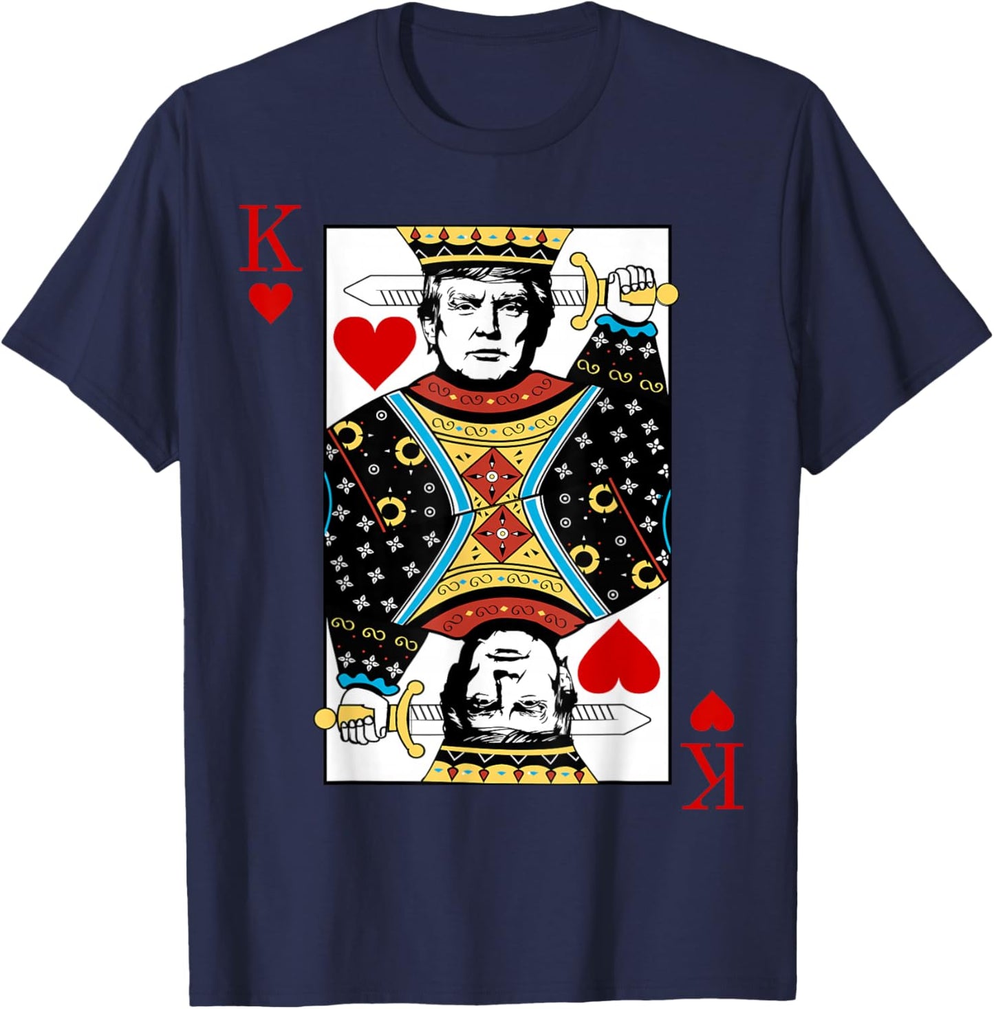 Trump King K of Hearts Playing Card Patriotic Trump 2024 Women Kids Men T-Shirt - T-Shirt | Navy