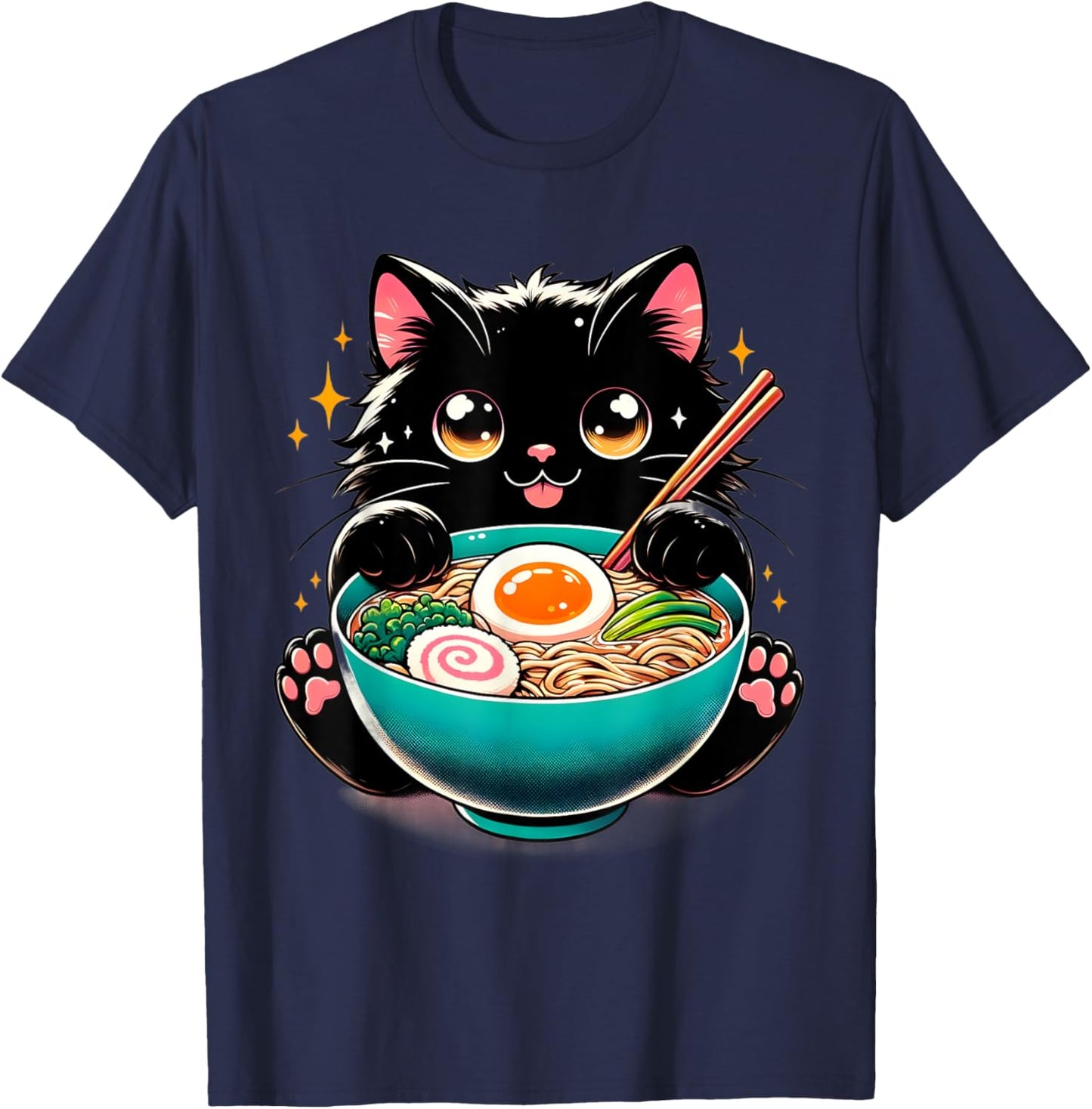 Ramen Cat Kawaii Anime Cat Ramen Lover Sweet T-Shirt - T-Shirt | Navy