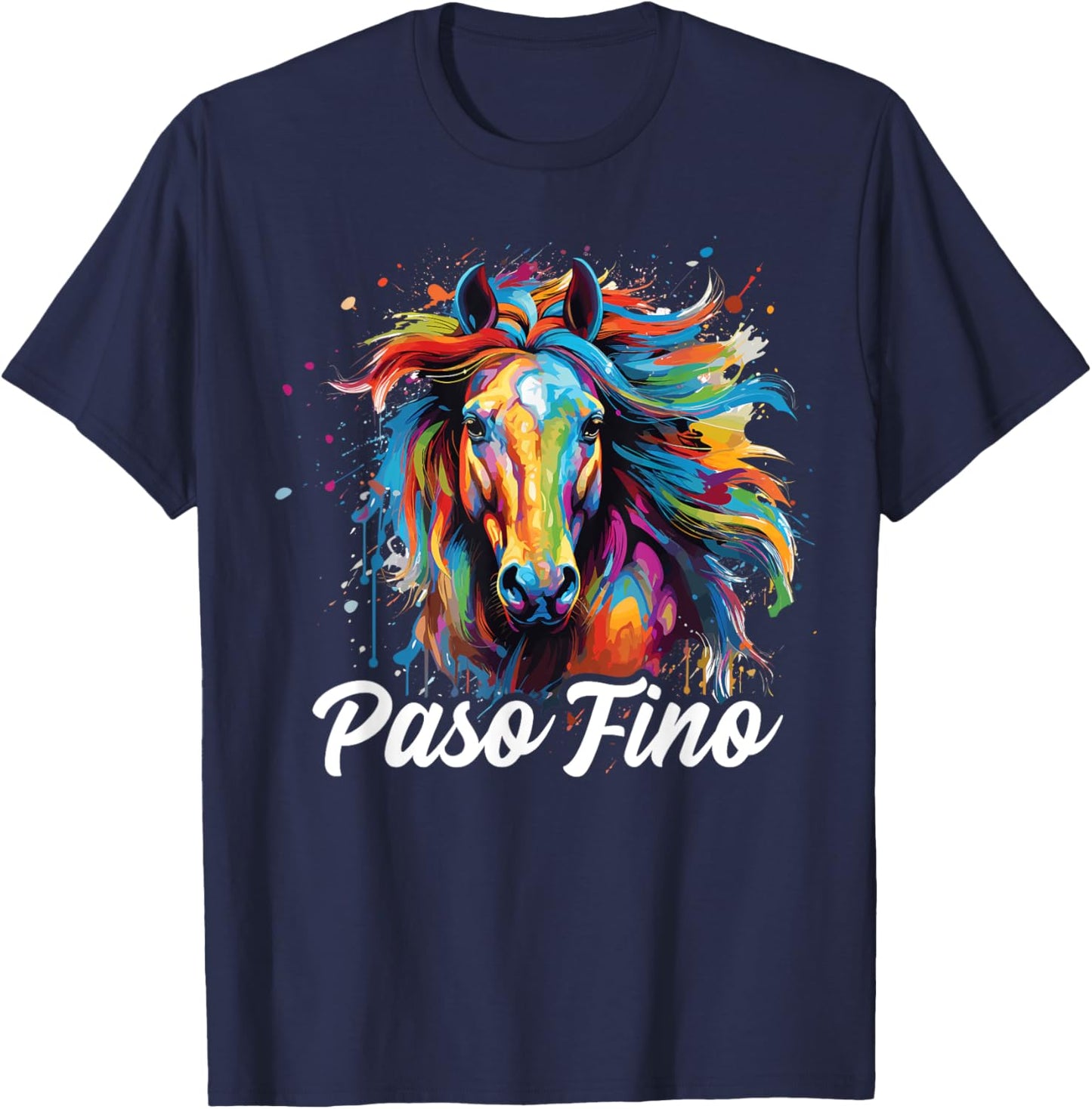Paso Fino Horse Paint Splatter, Paso Fino Horse T-Shirt - T-Shirt | Navy
