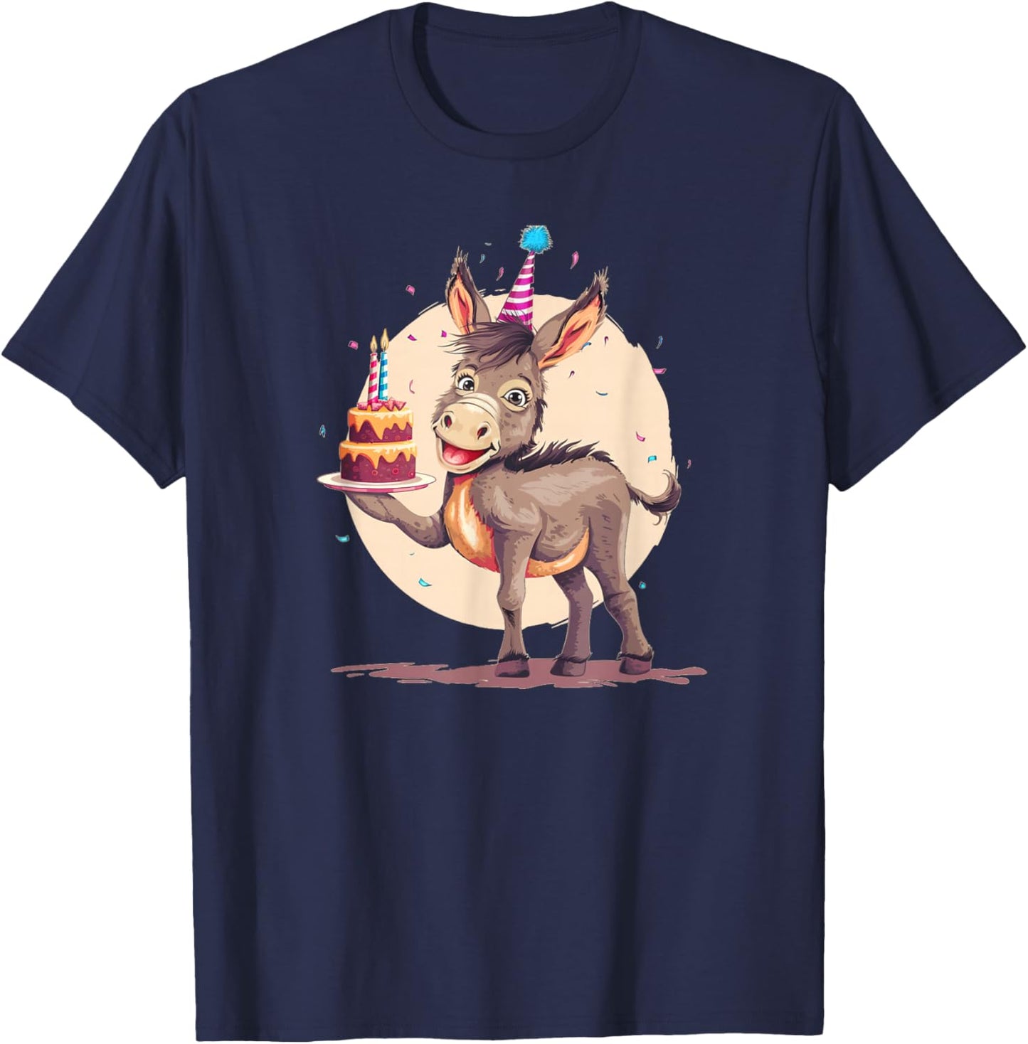 B-Day Donkey with Cake for Donkeys and Birthday Parties T-Shirt - T-Shirt | Navy