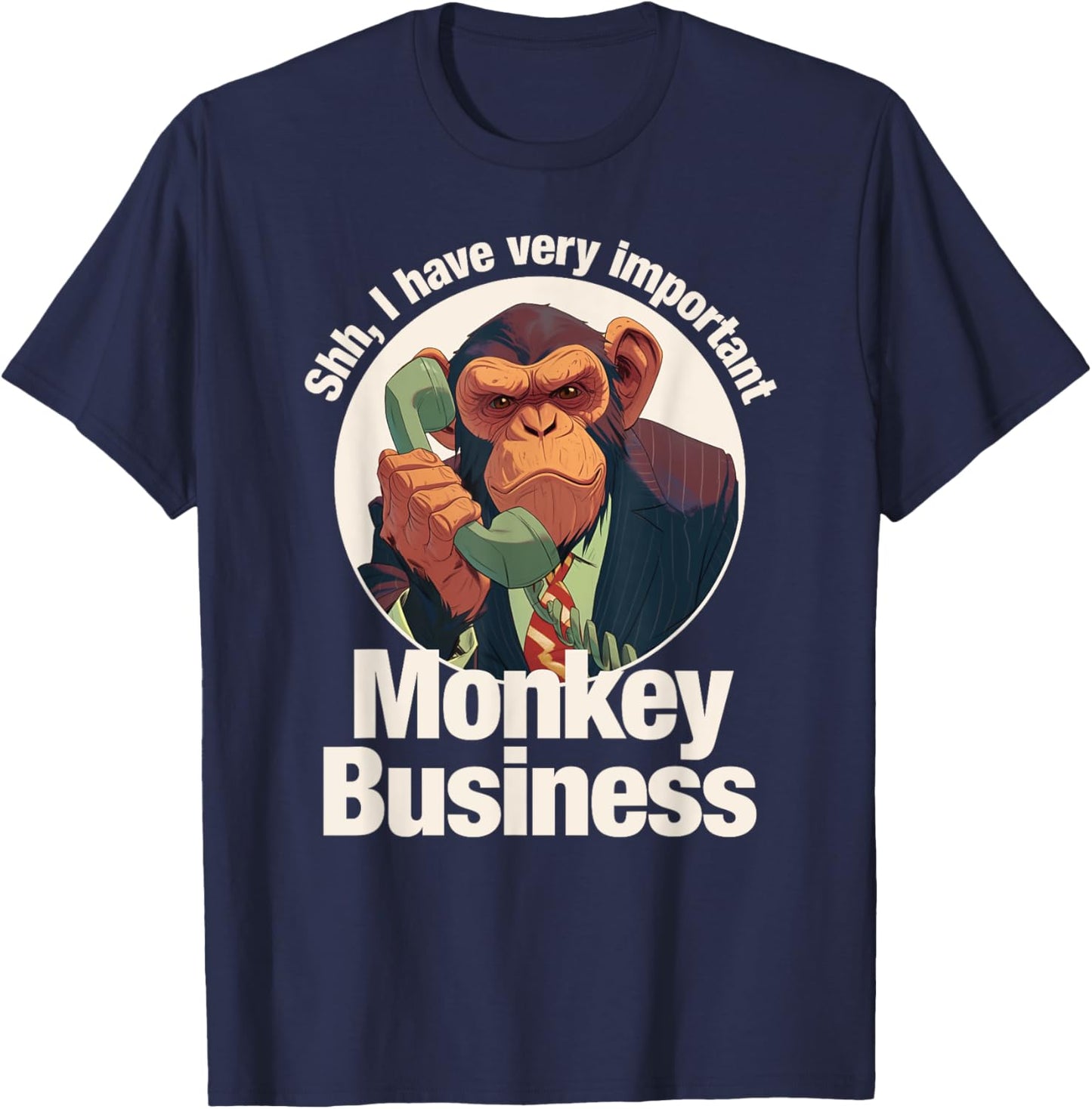 Tripping Yarns Shh, Important Monkey Business Funny Ape, Chimpanzee Kids T-Shirt - T-Shirt | Navy