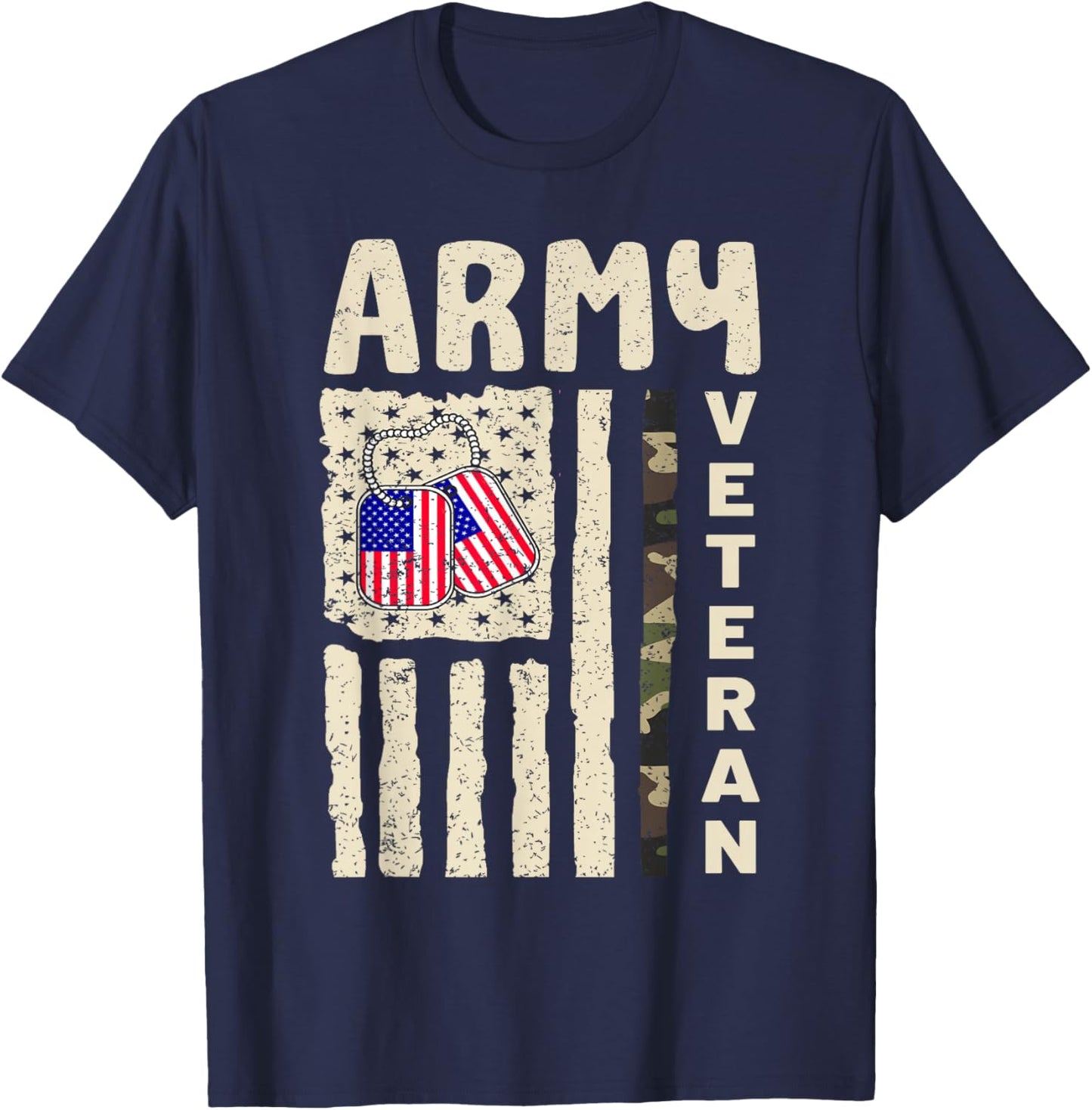 American Flag Camo Proud Us Army Veteran Of Veteran's Day T-Shirt - T-Shirt | Navy