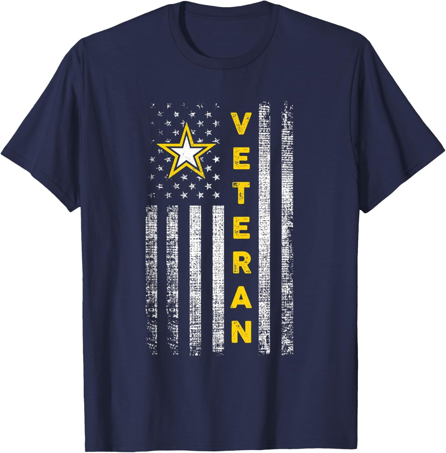 Army Veteran RTees Black -Adults Classic Fit Modern Short Sleeve Small T-Shirt - T-Shirt | Navy