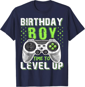 Level Up Birthday Boy Video Game - Classic Fit, Black, Kids Party Gift T-Shirt - T-Shirt | Navy
