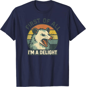 Retro Screaming Possum Vintage Aesthetic 'First of All I'm T-Shirt - T-Shirt | Navy