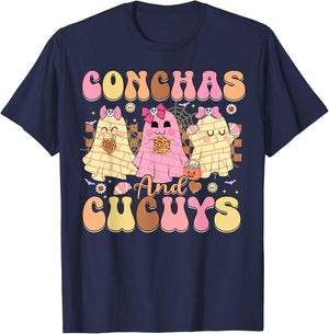 Conchas and Cucuys Mexican Coquette Ghost Halloween T-Shirt - T-Shirt | Navy