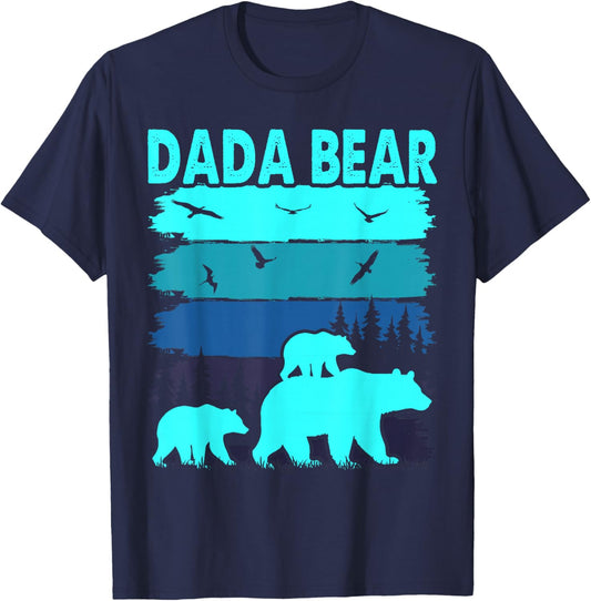 Dada Bear 2 Cubs Daddy of Twin Family Matching Father's Day T-Shirt - T-Shirt | Navy