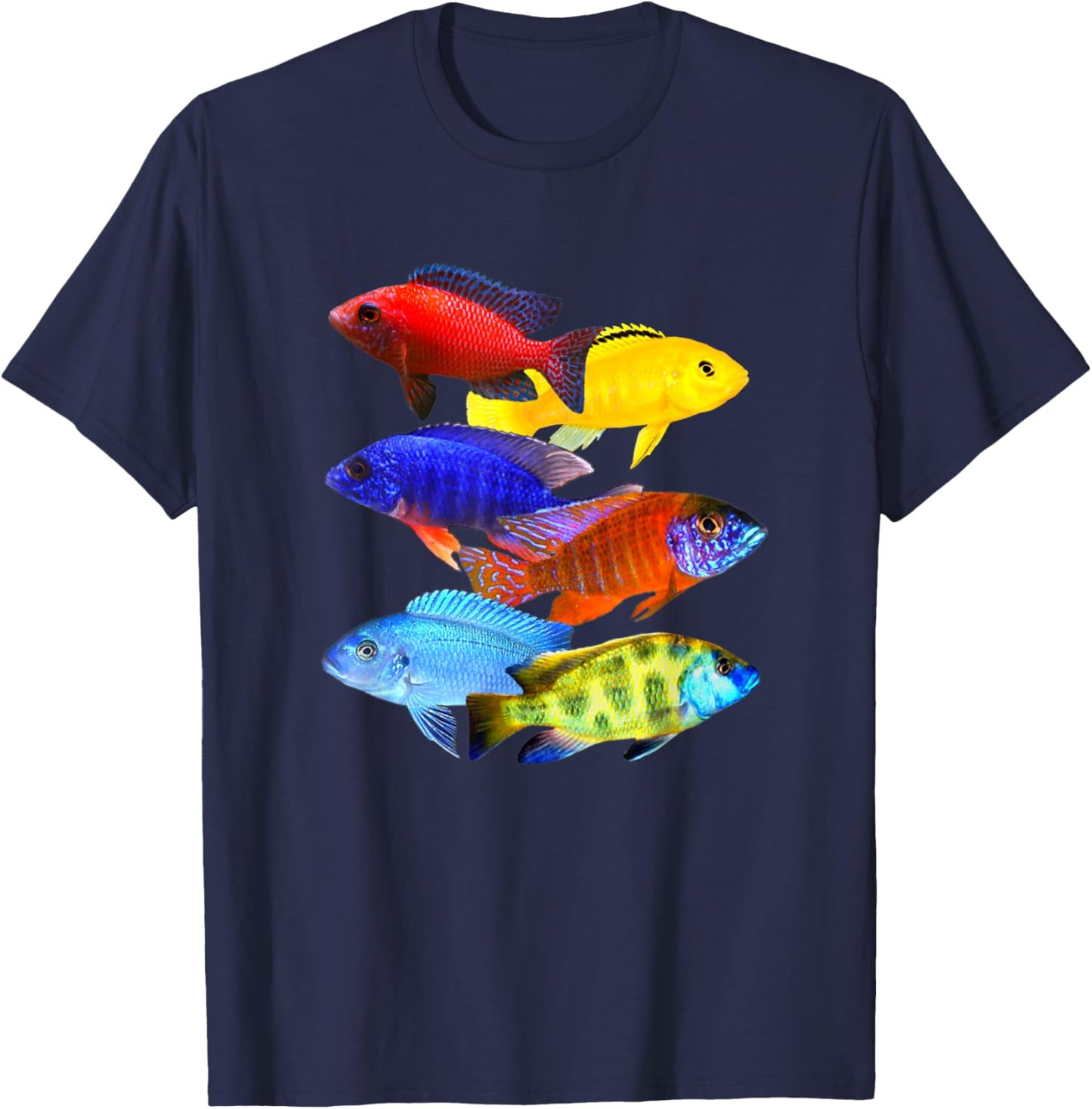 African Cichlids Peacock Haps Mbuna Cichlid Breeders Design T-Shirt - T-Shirt | Navy