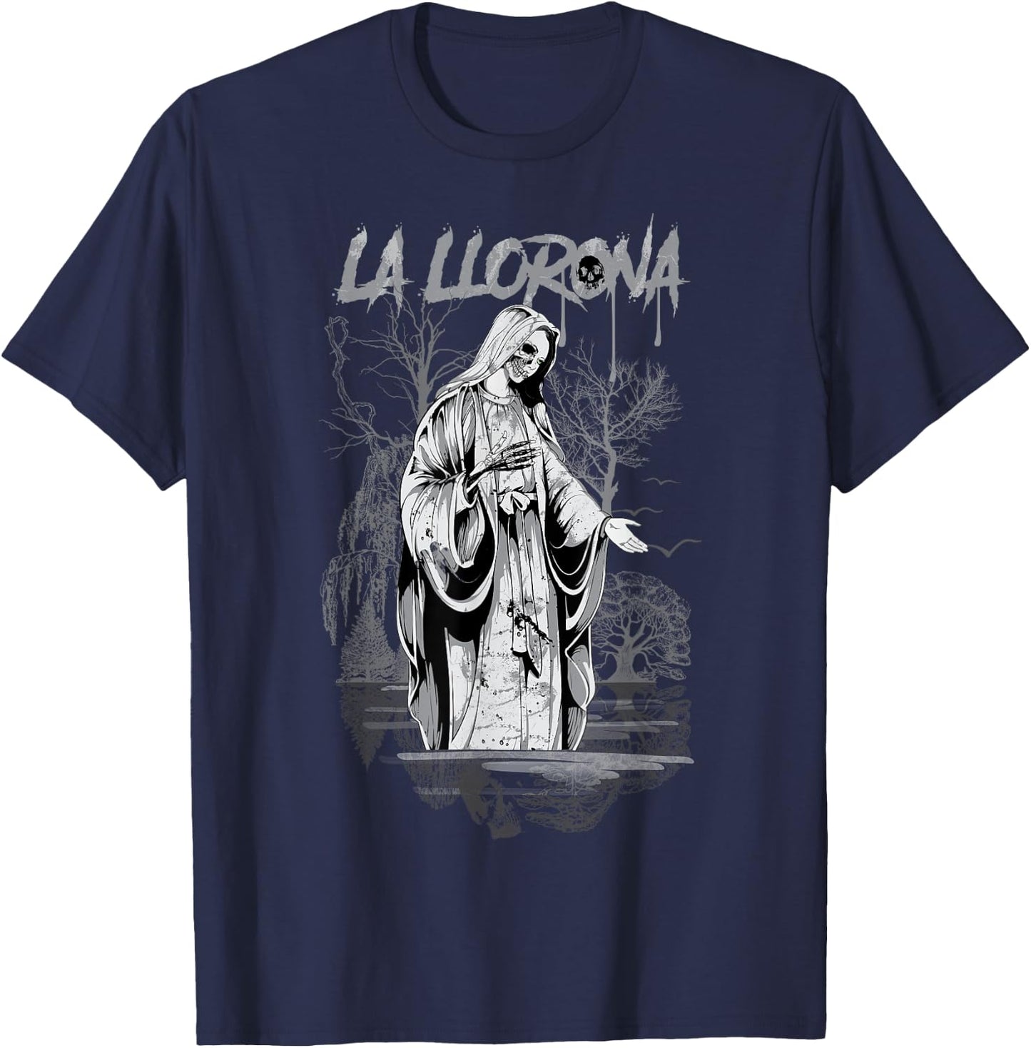 La Llorona Folk Legend Latin Gothic Skeleton Skull T-Shirt - T-Shirt | Navy