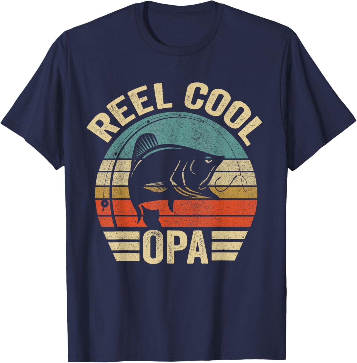 Reel Cool Opa Shirt Opa Fishing Shirt Fathers Day T-Shirt - T-Shirt | Navy