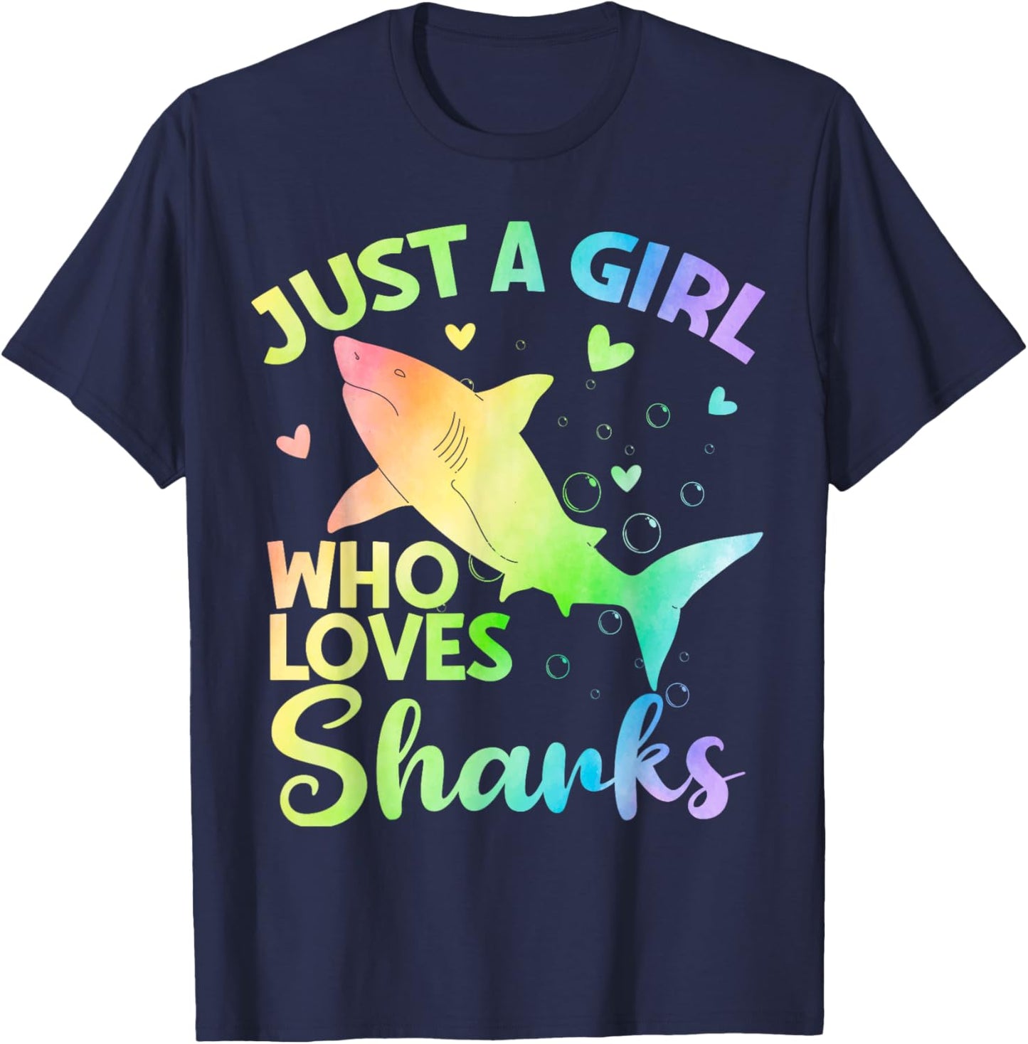 Just a Girl Who Loves Sharks Cute Shark Lover Girls T-Shirt - T-Shirt | Navy