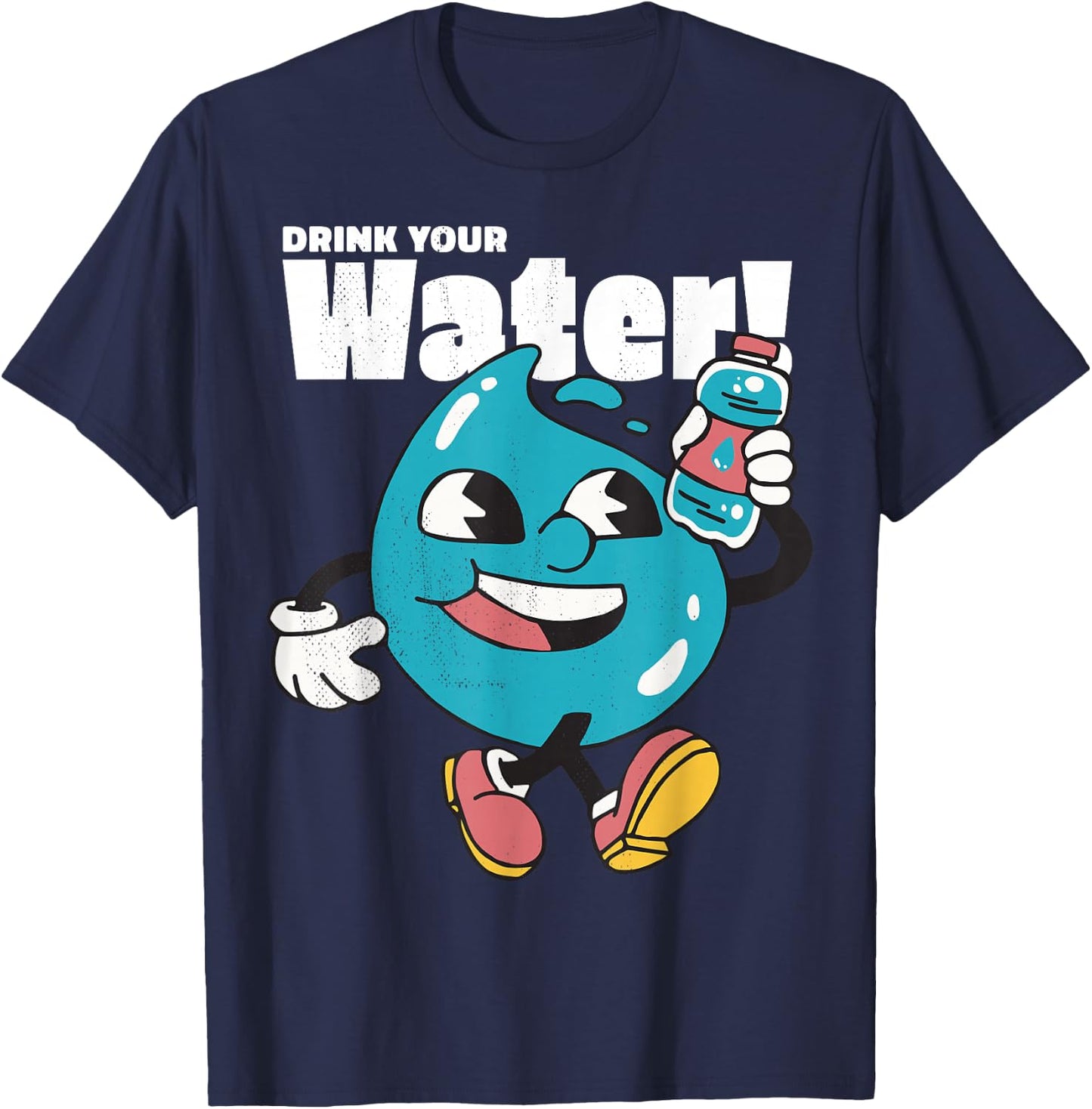 Water drops. Drink your water. Avoid dehydration. T-Shirt - T-Shirt | Navy