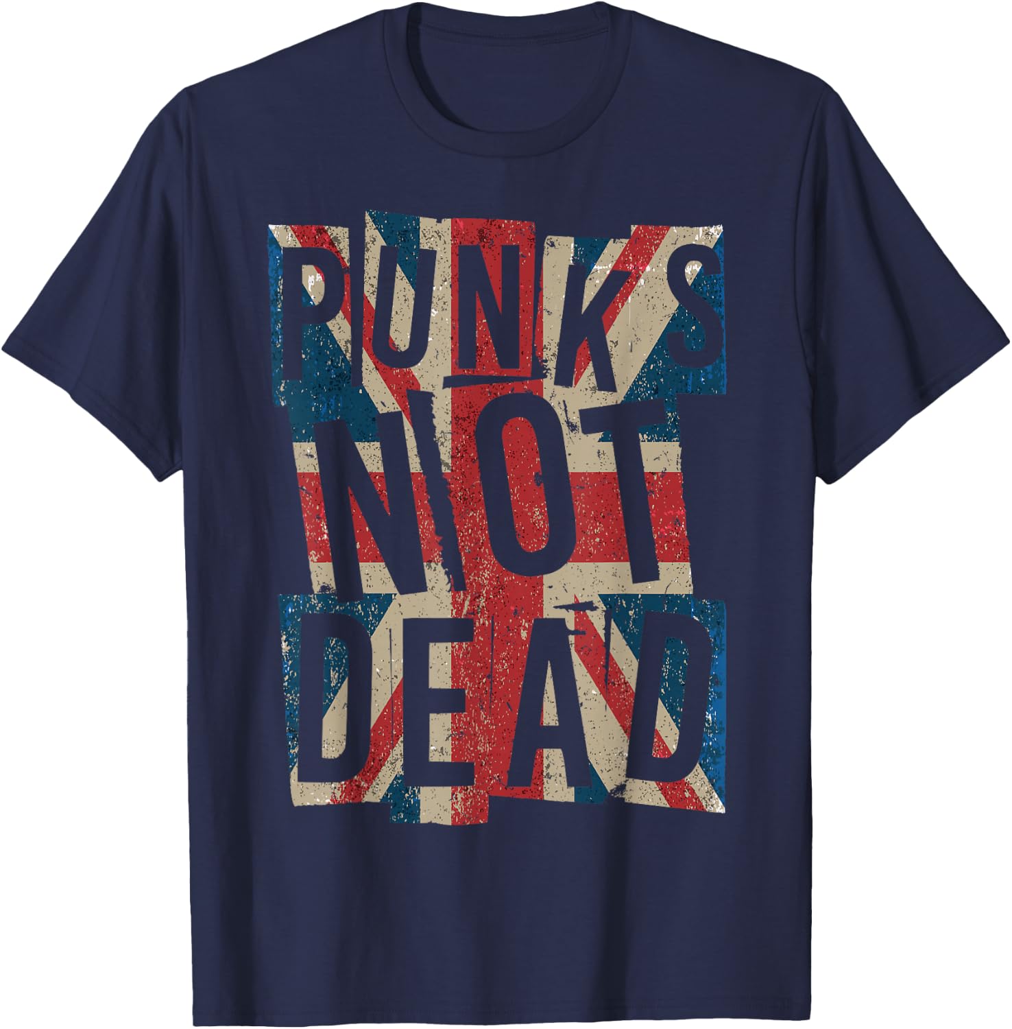 Punks Not Dead - Vintage - UK London Flag - Punk is Not Dead T-Shirt - T-Shirt | Navy