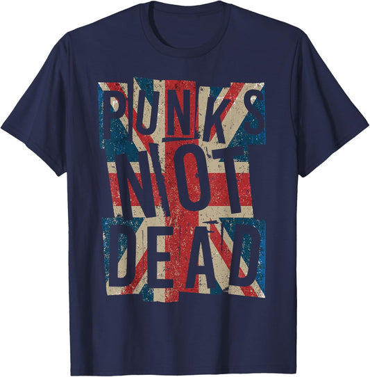 Punks Not Dead - Vintage - UK London Flag - Punk is Not Dead T-Shirt - T-Shirt | Navy