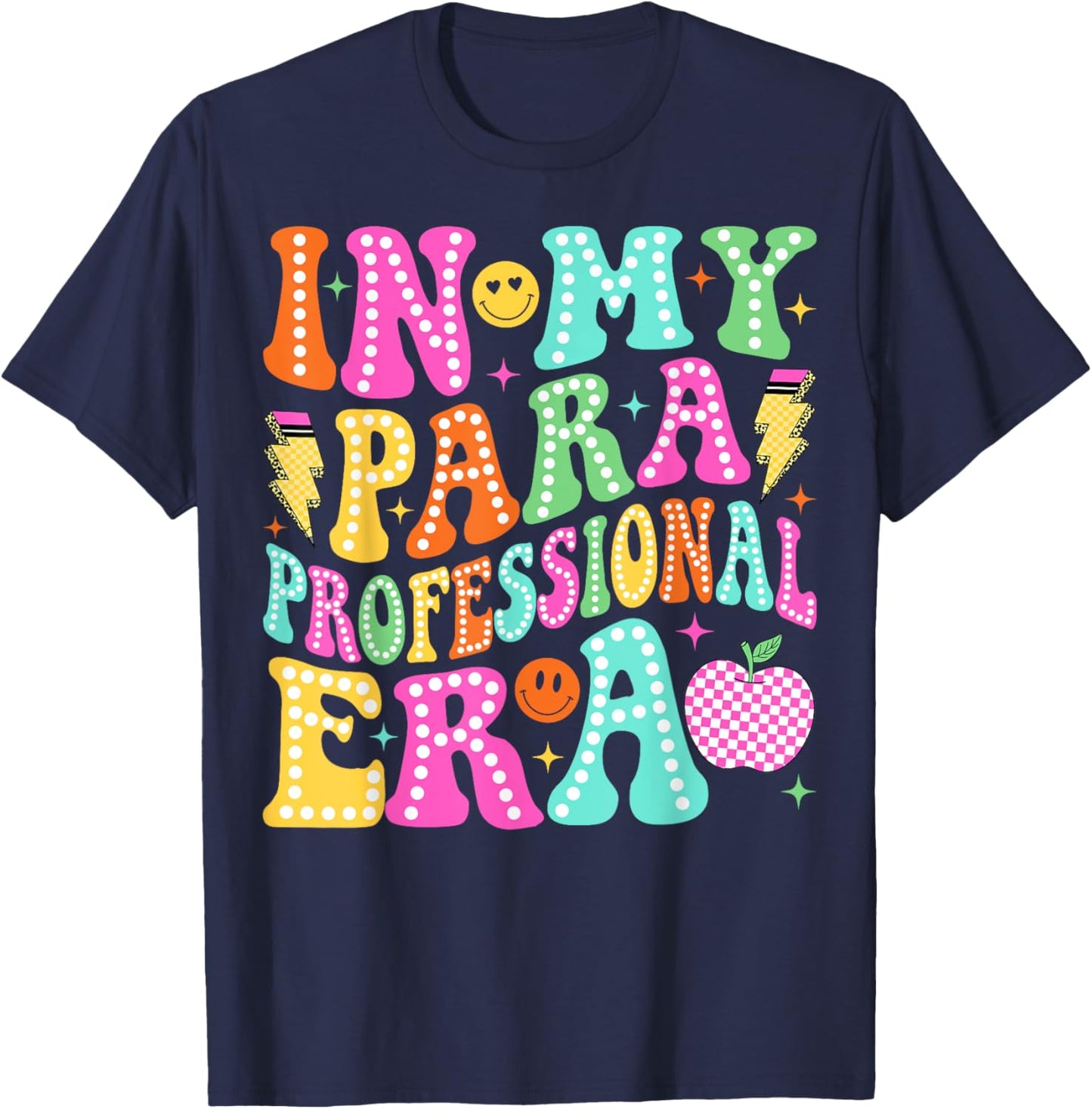 Groovy In My Paraprofessional Era Back To School Para T-Shirt - T-Shirt | Navy