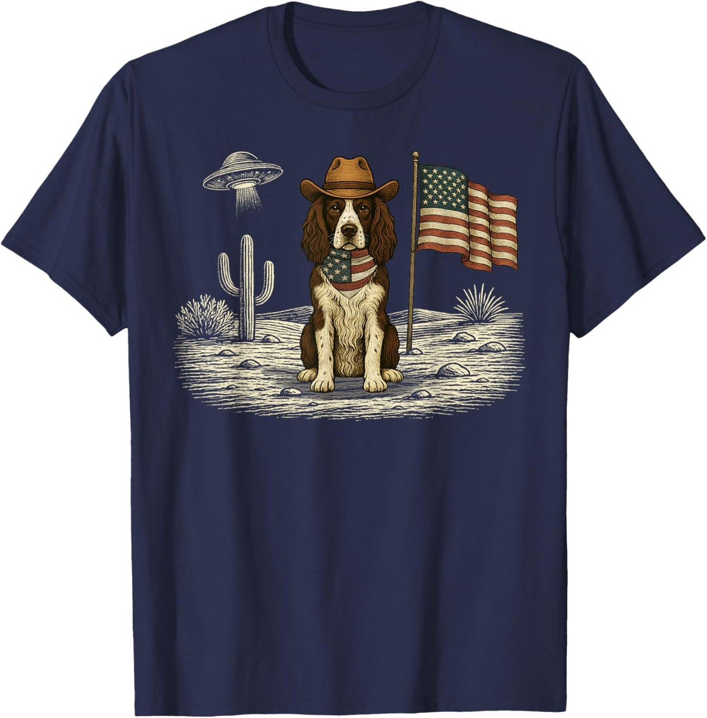 Springer Spaniel 4th of July US American Flag Dog Patriotic Men Women Kids T-Shirt - T-Shirt | Navy