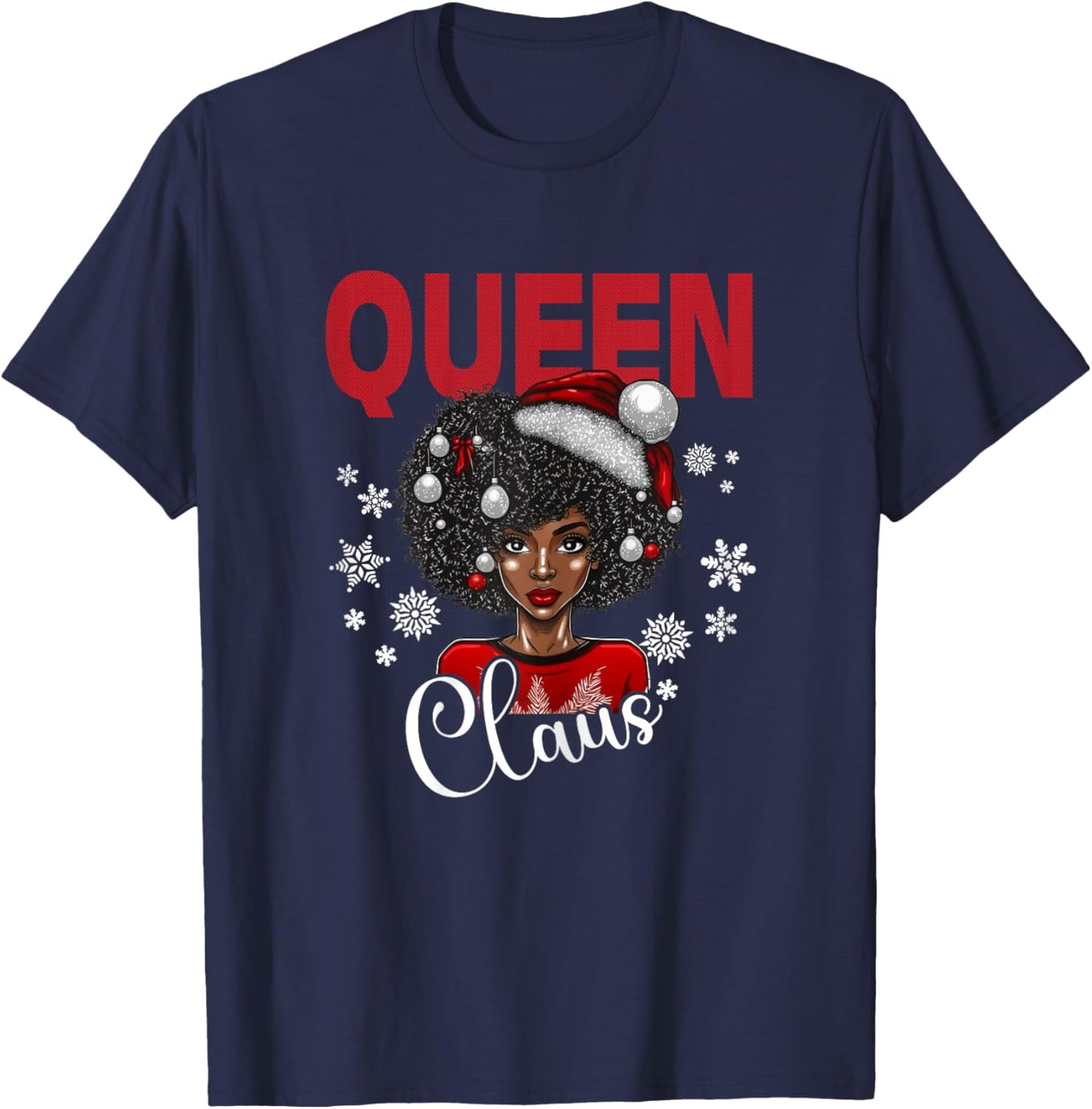 African American Christmas Pajamas Shirt for Black Afro Girl T-Shirt - T-Shirt | Navy