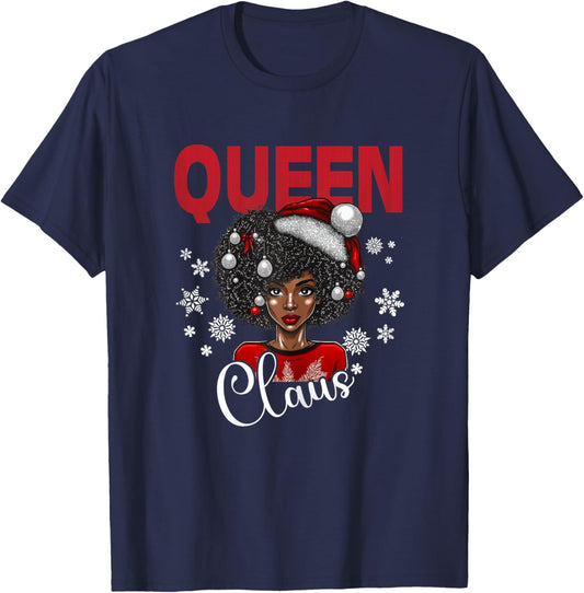 African American Christmas Pajamas Shirt for Black Afro Girl T-Shirt - T-Shirt | Navy