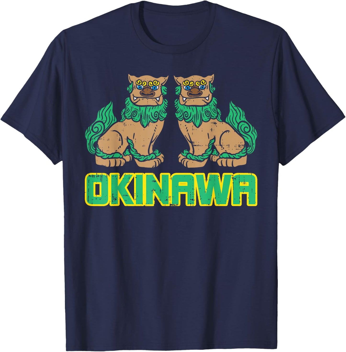 Okinawa Guardian Lion Shisa Japan Japanese Martial Arts Gift T-Shirt - T-Shirt | Navy