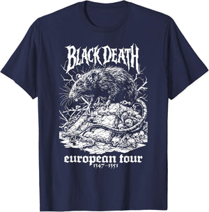 Black Death European Tour Plague Rat Medieval History Goth T-Shirt - T-Shirt | Navy