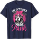 In October We Wear Pink Breast Cancer Awareness Pitbull Dog T-Shirt - T-Shirt | Navy