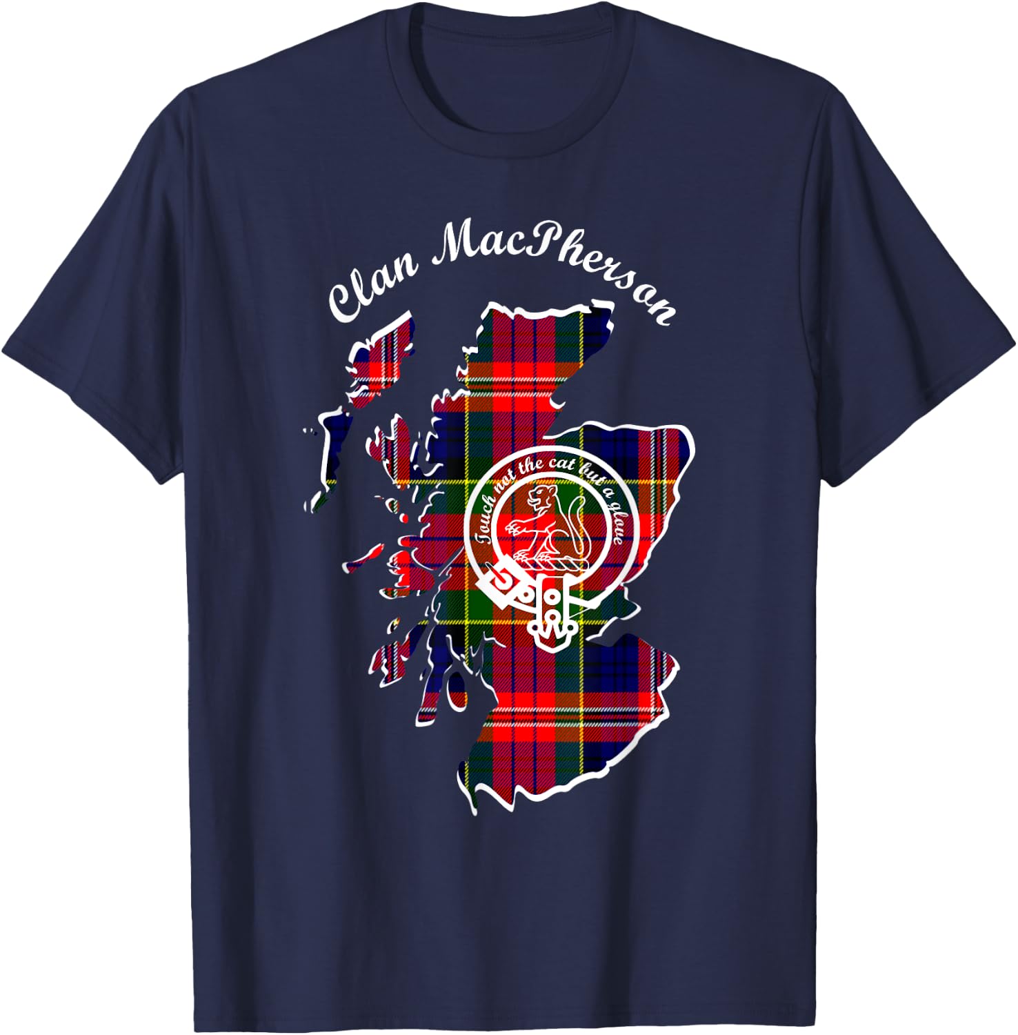 MacPherson surname last name Scottish Clan tartan crest T-Shirt - T-Shirt | Navy