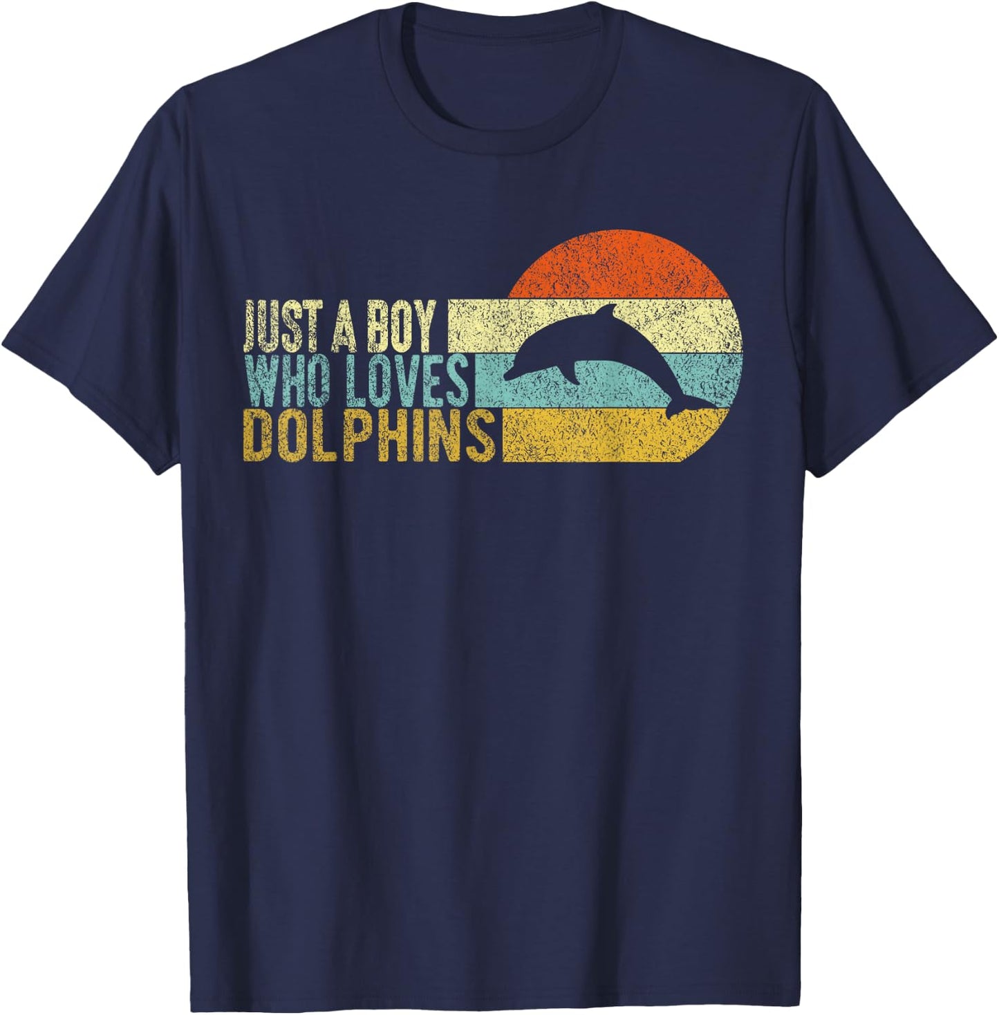 Just A Boy Who Loves Dolphins Dolphin Boy Retro T-Shirt - T-Shirt | Navy