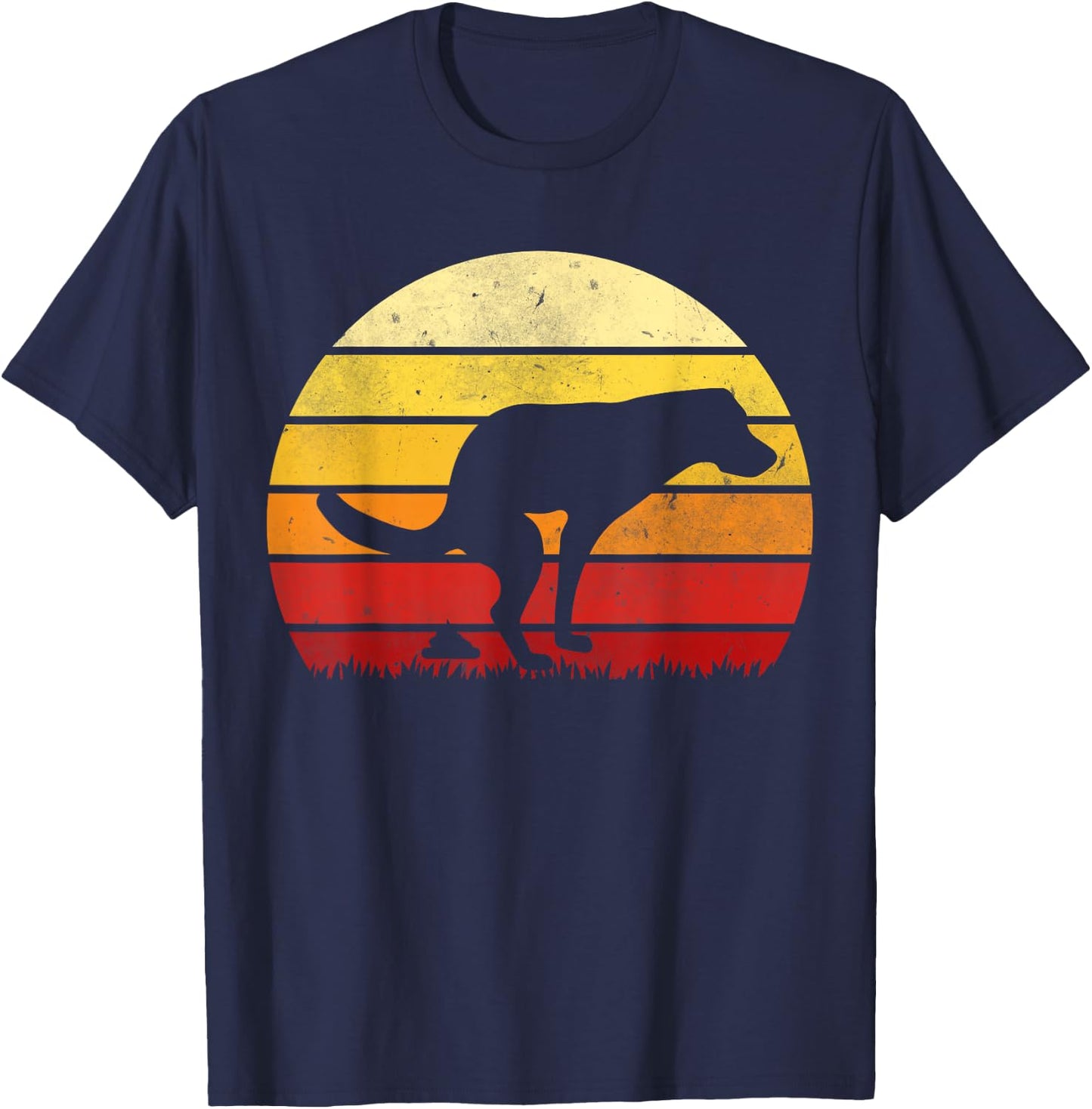 Vintage Sunset Labrador Retro Dog Pooping Old School Classic T-Shirt - T-Shirt | Navy