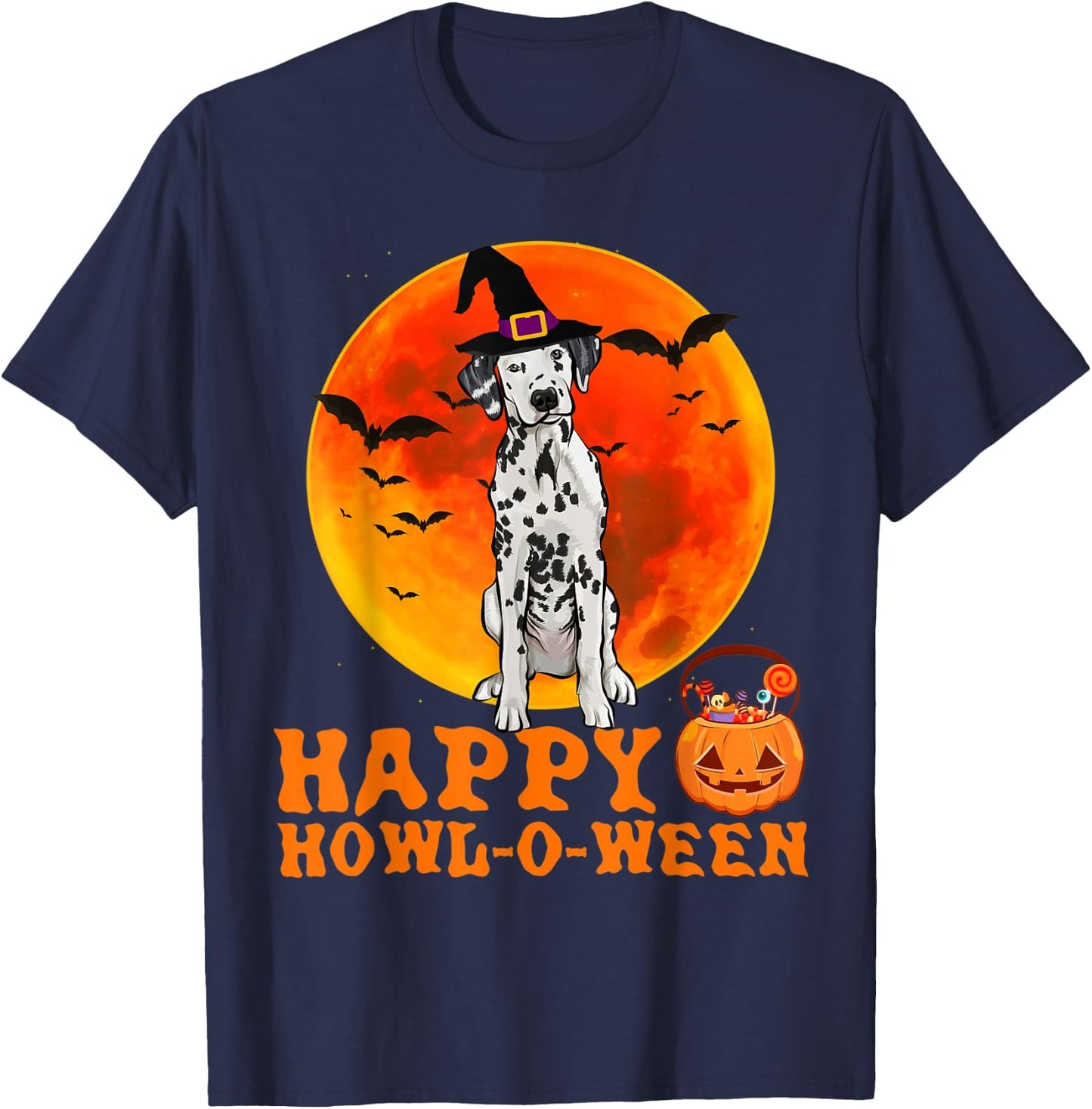 Funny Dalmatian Dog Halloween Happy Howl-o-ween Women T-Shirt - T-Shirt | Navy