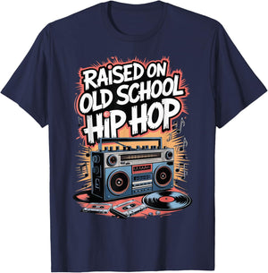 Raised On Old School Hip Hop T-Shirt - T-Shirt | Navy