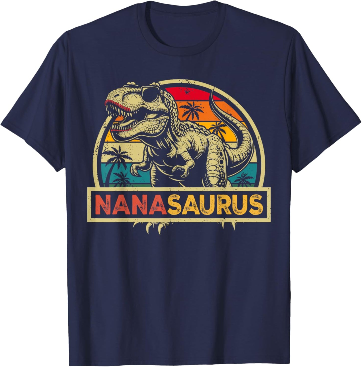 Nanasaurus T Rex Dinosaur Nana Saurus Family Matching T-Shirt - T-Shirt | Navy