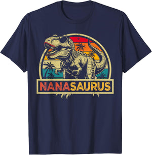 Nanasaurus T Rex Dinosaur Nana Saurus Family Matching T-Shirt - T-Shirt | Navy