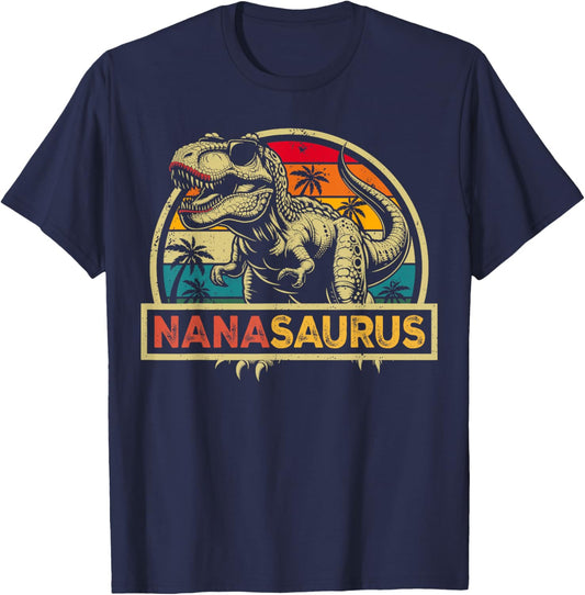 Nanasaurus T Rex Dinosaur Nana Saurus Family Matching T-Shirt - T-Shirt | Navy