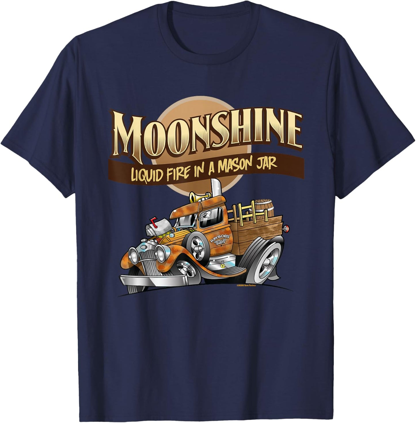 Moonshine Liquid Fire In A Mason Jar Funny Homebrew T-Shirt - T-Shirt | Navy