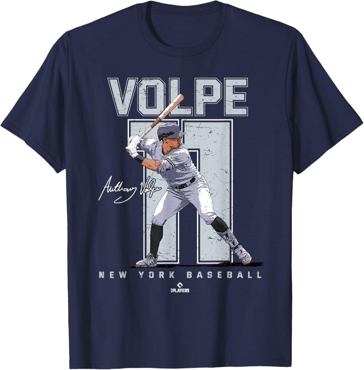 BallPark MVP Adult Black Baseball with Anthony Volpe Portrait, Small T-Shirt - T-Shirt | Navy