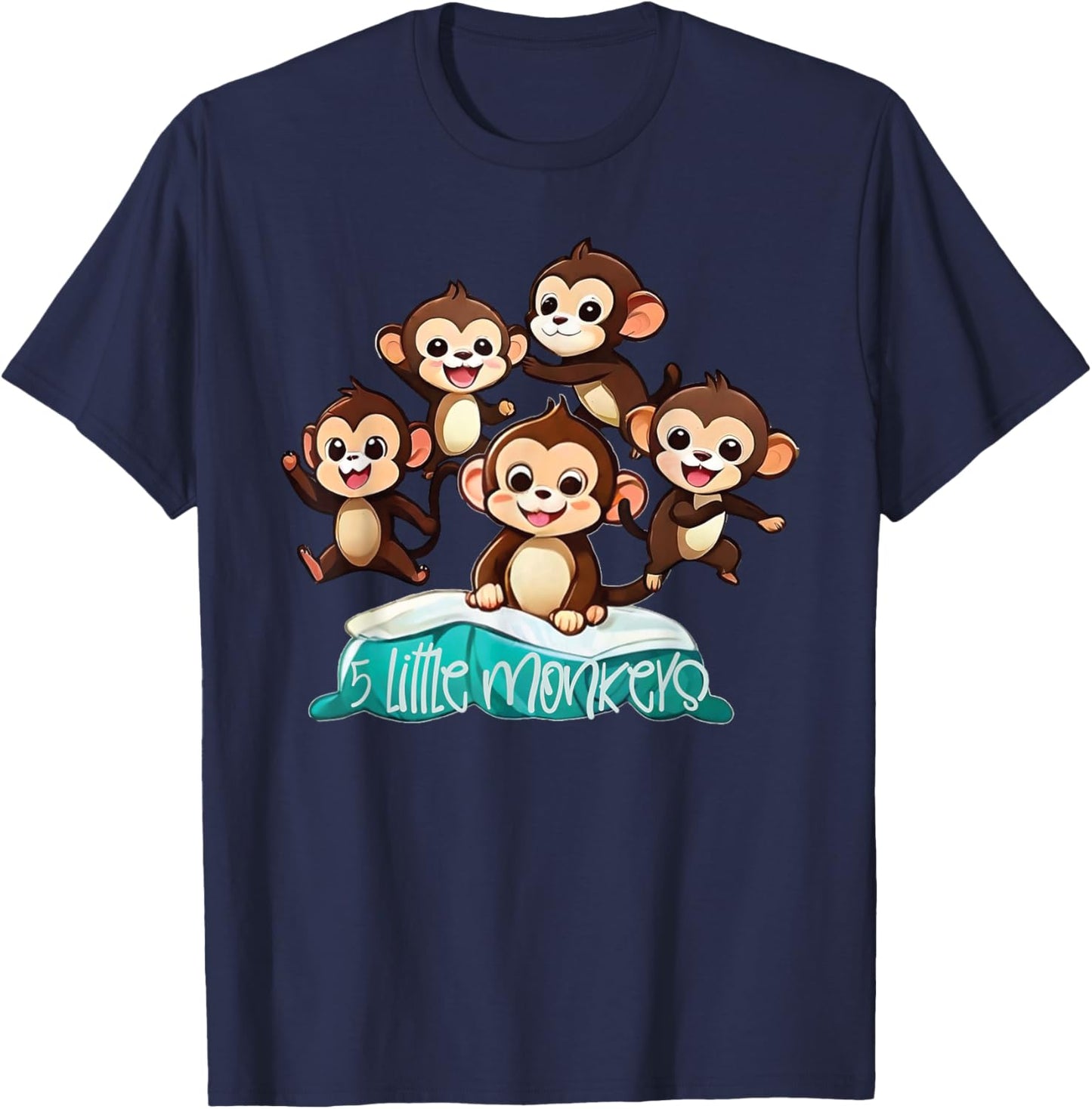 Cool Five Little Monkeys Jumping on The Bed for kids T-Shirt - T-Shirt | Navy