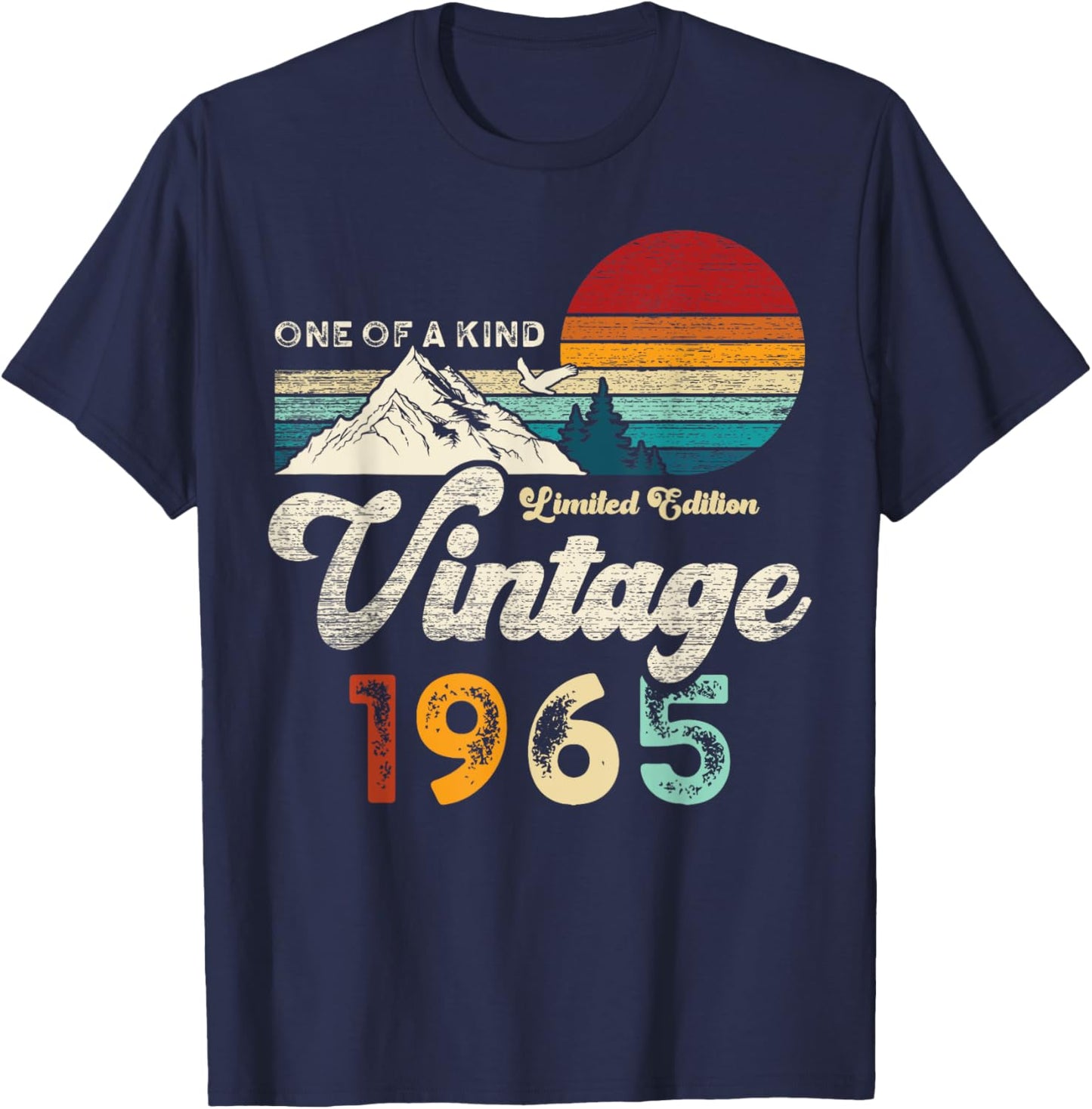 Vintage 1965 Mountains Eagle Retro 60th Birthday T-Shirt - T-Shirt | Navy