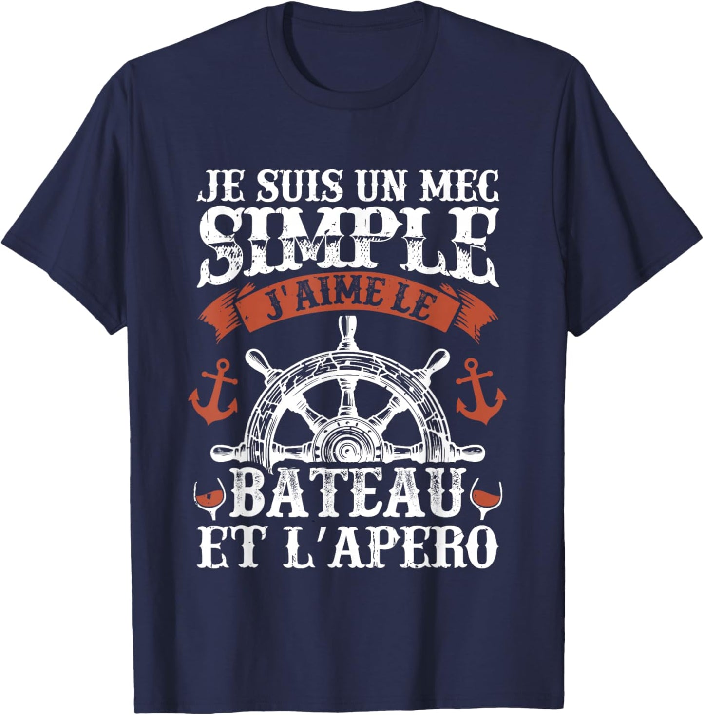 Humour Boat Captain Sailor Boats Boat , Black, S T-Shirt - T-Shirt | Navy