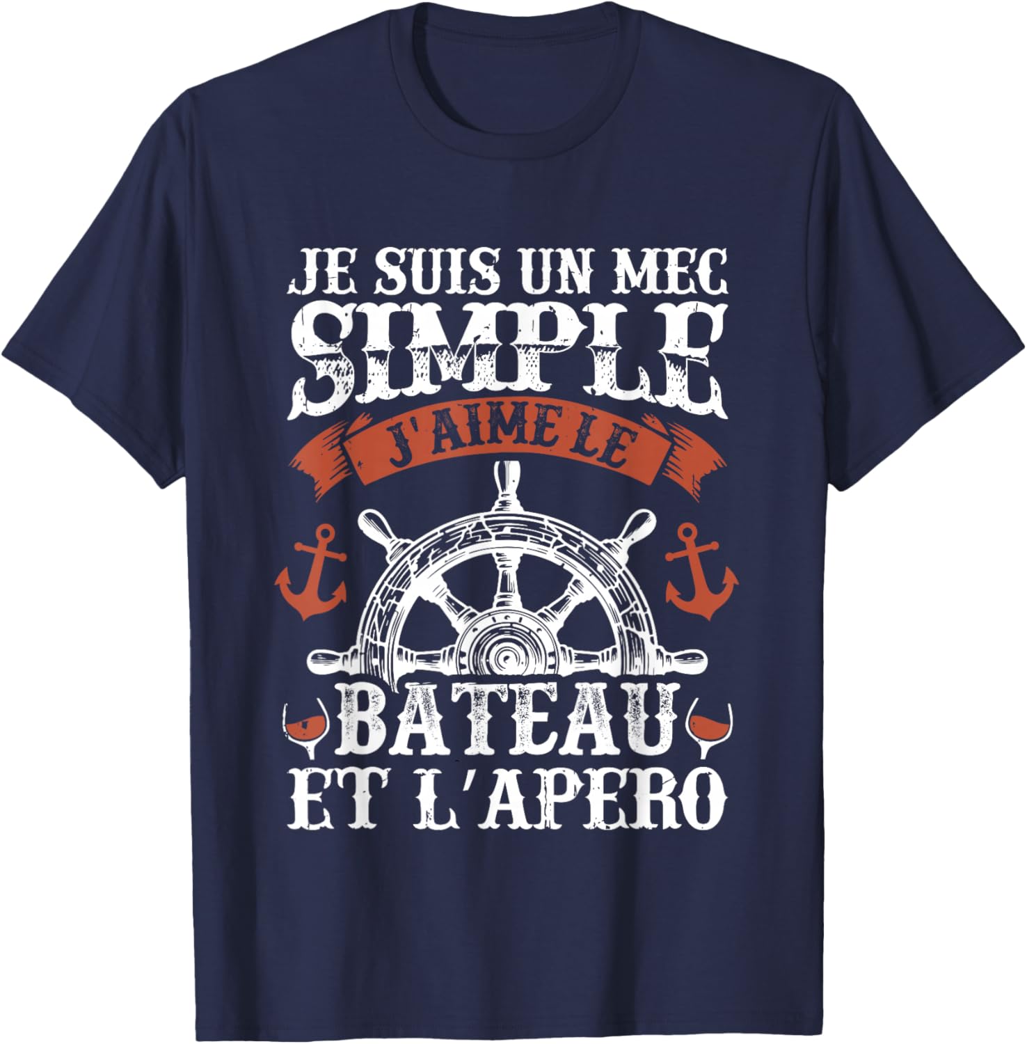 Humour Boat Captain Sailor Boats Boat , Black, S T-Shirt - T-Shirt | Navy