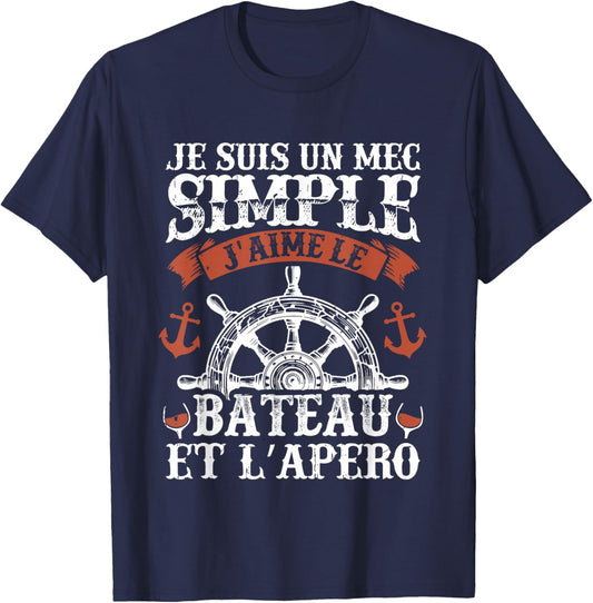 Humour Boat Captain Sailor Boats Boat , Black, S T-Shirt - T-Shirt | Navy