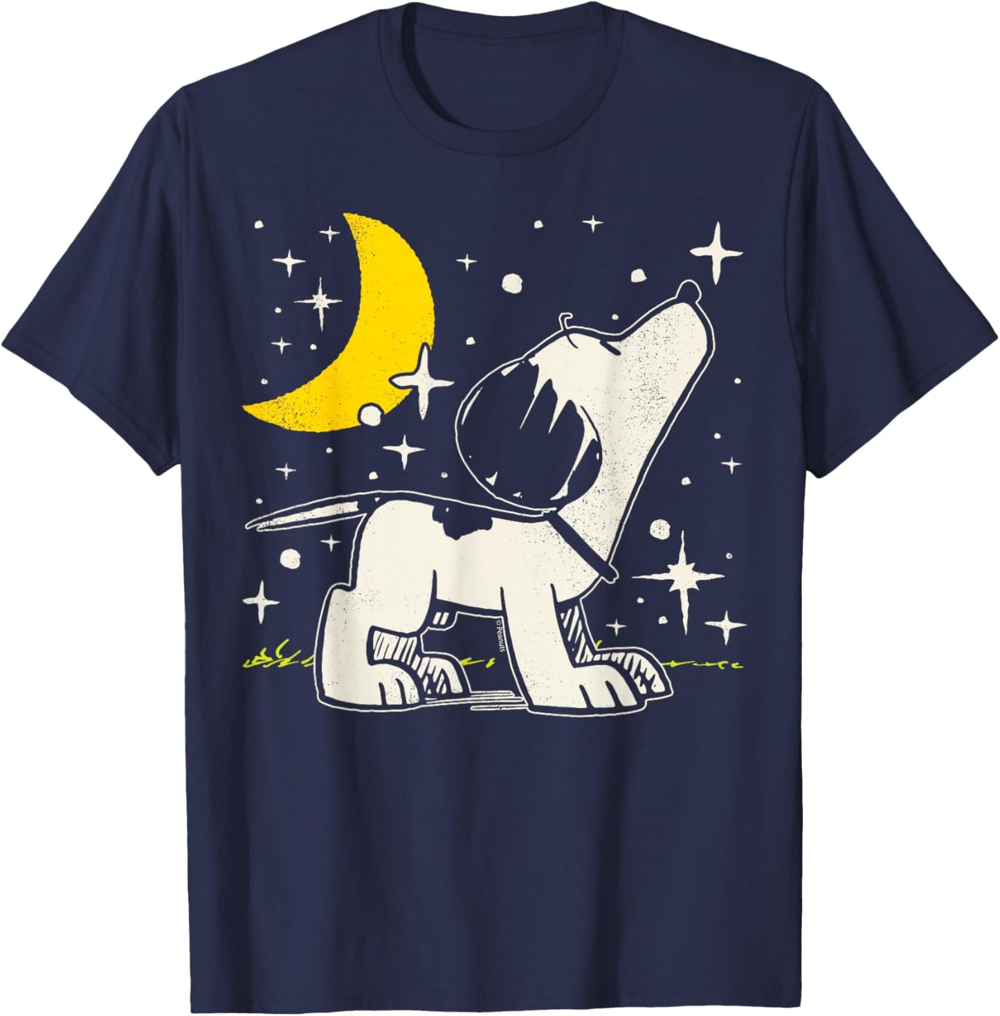Peanuts - Snoopy 1950's Celestial Moon And Stars T-Shirt - T-Shirt | Navy