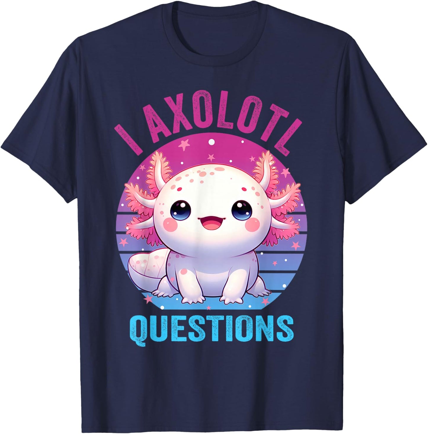 I Axolotl Questions Kids Funny Cute Axolotl Retro Vintage T-Shirt - T-Shirt | Navy