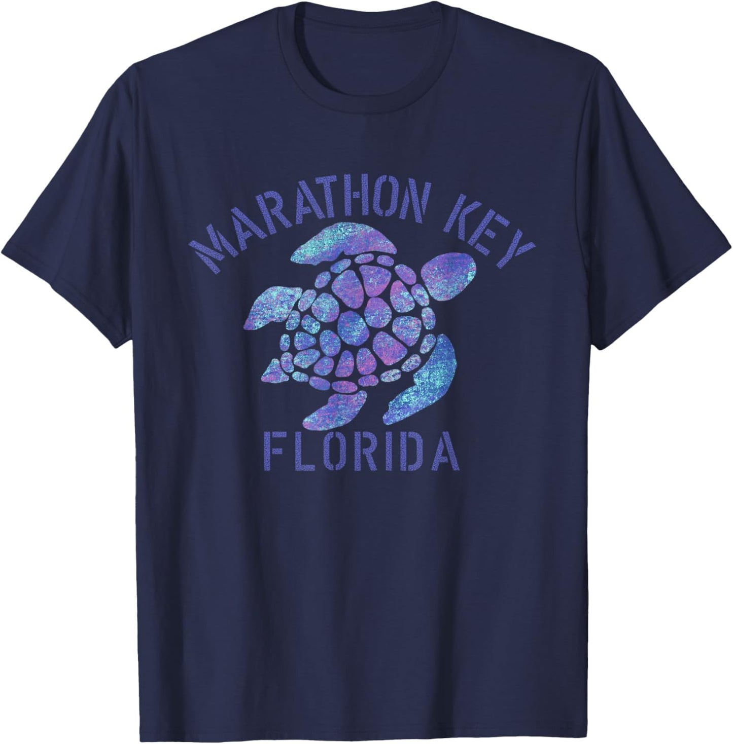 Marathon Key, FL Beach Design / Tribal Turtle Gift T-Shirt - T-Shirt | Navy