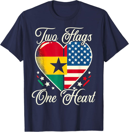 Half Ghanaian Half American USA Flag Ghana America T-Shirt - T-Shirt | Navy
