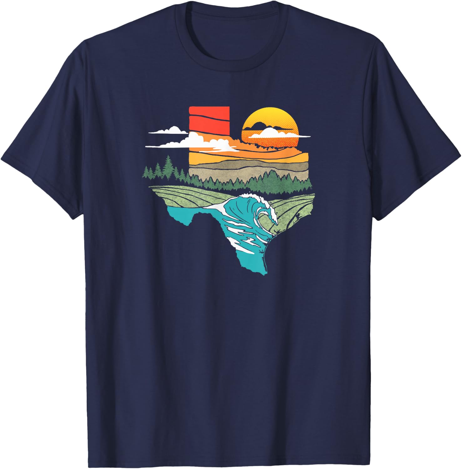 Texas Great Outdoors Nature Art Graphic T-Shirt - T-Shirt | Navy