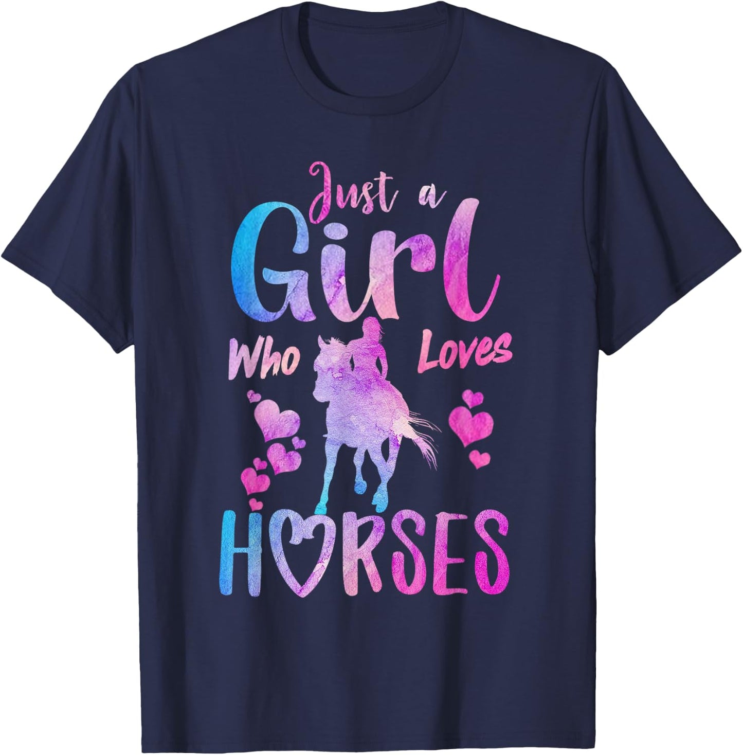 Just A Girl Who Loves Horses Riding Cute Horse Girls Women T-Shirt - T-Shirt | Navy