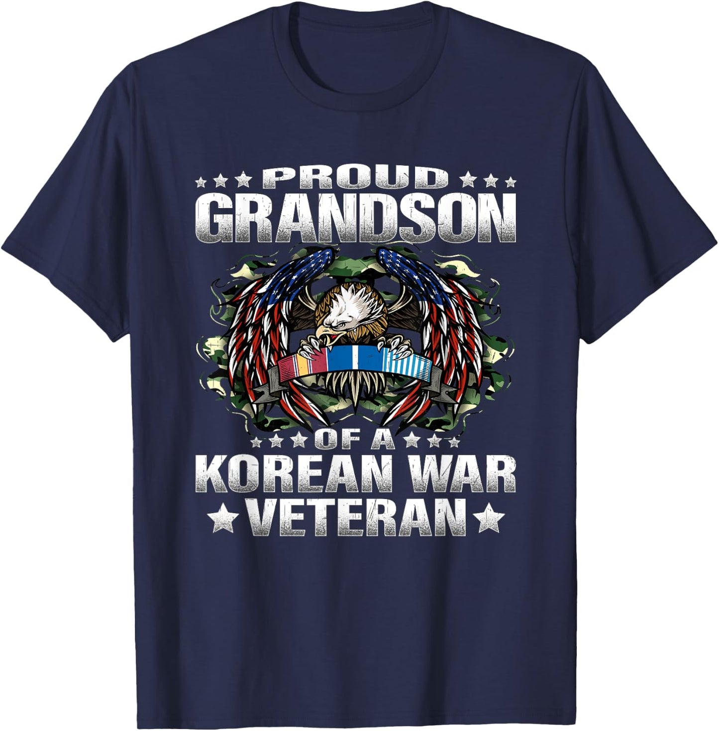 Proud Grandson Of A Korean War Veteran Military Vets Family T-Shirt - T-Shirt | Navy