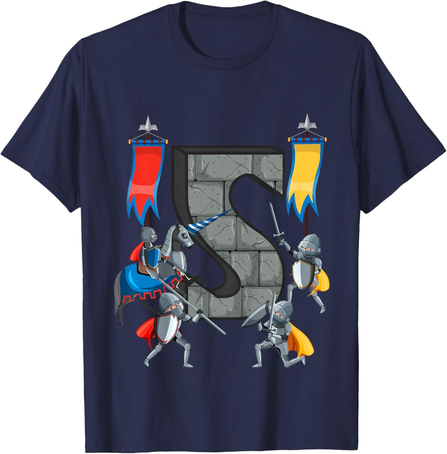 Medieval Knights Middle Ages History Castle 5th Birthday T-Shirt - T-Shirt | Navy